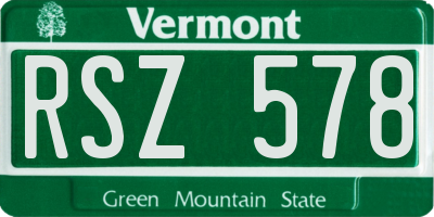 VT license plate RSZ578