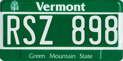 VT license plate RSZ898