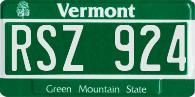 VT license plate RSZ924