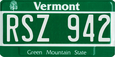 VT license plate RSZ942