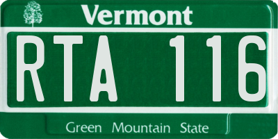 VT license plate RTA116
