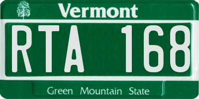 VT license plate RTA168