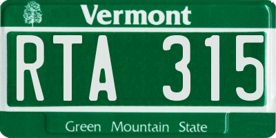 VT license plate RTA315