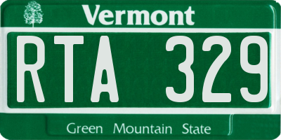 VT license plate RTA329