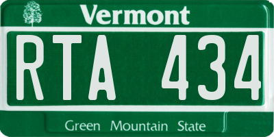VT license plate RTA434