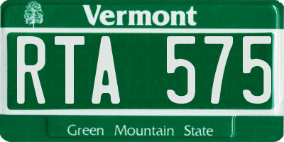 VT license plate RTA575