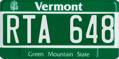 VT license plate RTA648