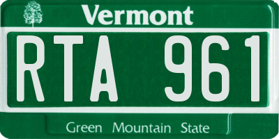 VT license plate RTA961