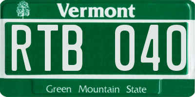 VT license plate RTB040