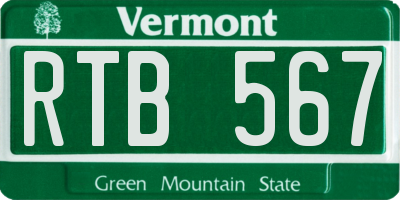 VT license plate RTB567