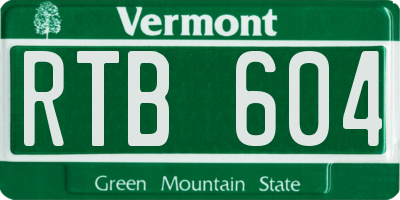 VT license plate RTB604