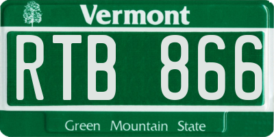 VT license plate RTB866