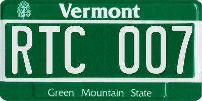 VT license plate RTC007