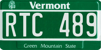 VT license plate RTC489