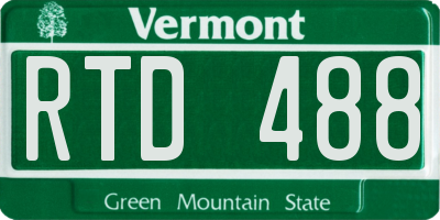 VT license plate RTD488