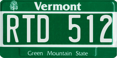 VT license plate RTD512