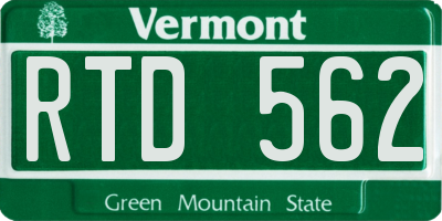 VT license plate RTD562