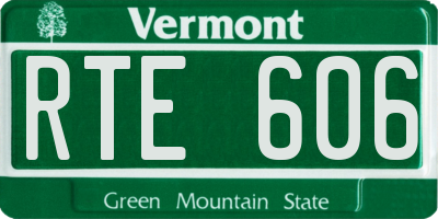 VT license plate RTE606