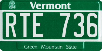 VT license plate RTE736