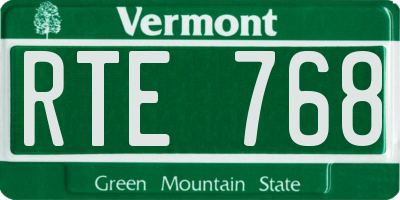 VT license plate RTE768