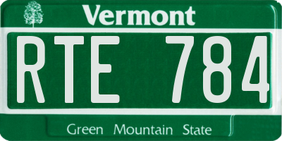 VT license plate RTE784