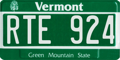 VT license plate RTE924