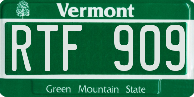 VT license plate RTF909