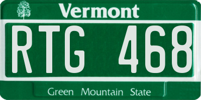 VT license plate RTG468