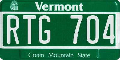 VT license plate RTG704