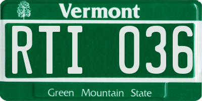 VT license plate RTI036