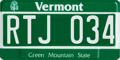 VT license plate RTJ034
