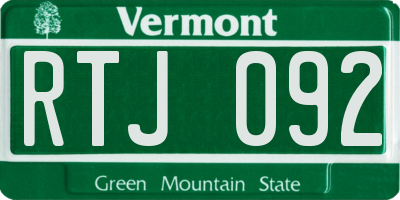 VT license plate RTJ092