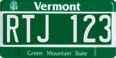 VT license plate RTJ123