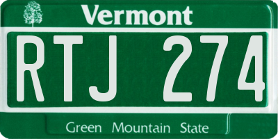 VT license plate RTJ274