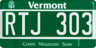 VT license plate RTJ303