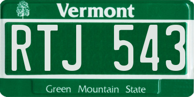 VT license plate RTJ543
