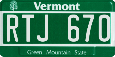 VT license plate RTJ670