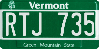 VT license plate RTJ735