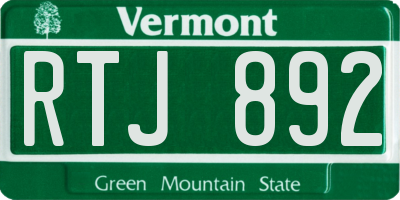VT license plate RTJ892