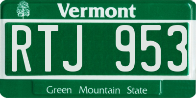 VT license plate RTJ953