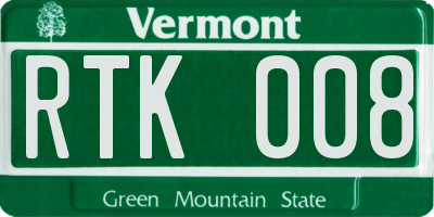 VT license plate RTK008