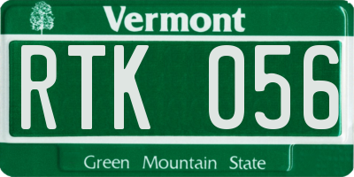 VT license plate RTK056
