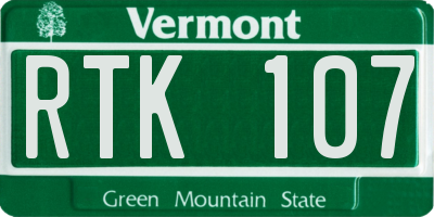VT license plate RTK107