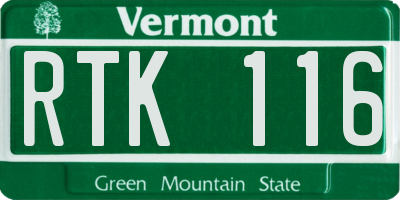 VT license plate RTK116