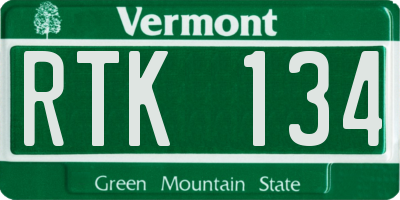 VT license plate RTK134