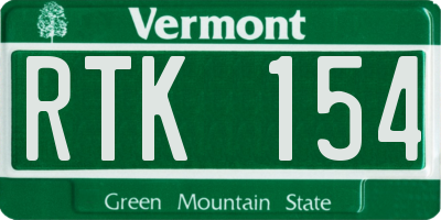 VT license plate RTK154