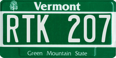 VT license plate RTK207