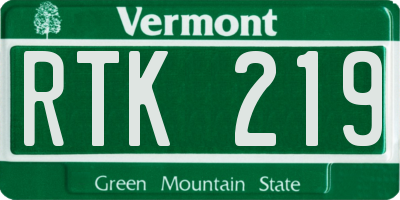 VT license plate RTK219