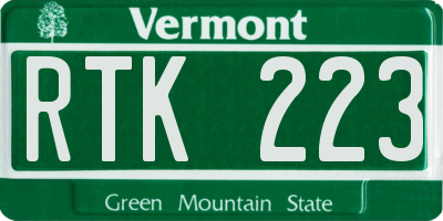 VT license plate RTK223