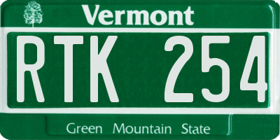 VT license plate RTK254